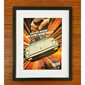 Framed 1983 Datsun Turbo ZX Sports Car Vintage Print Ad Magazine Page